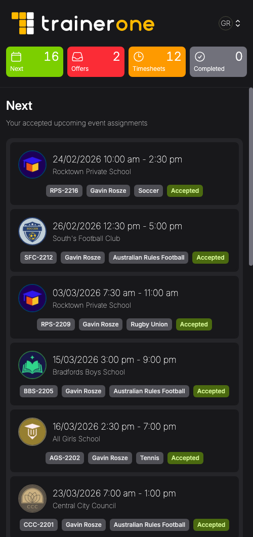 TrainerOne Trainer Portal